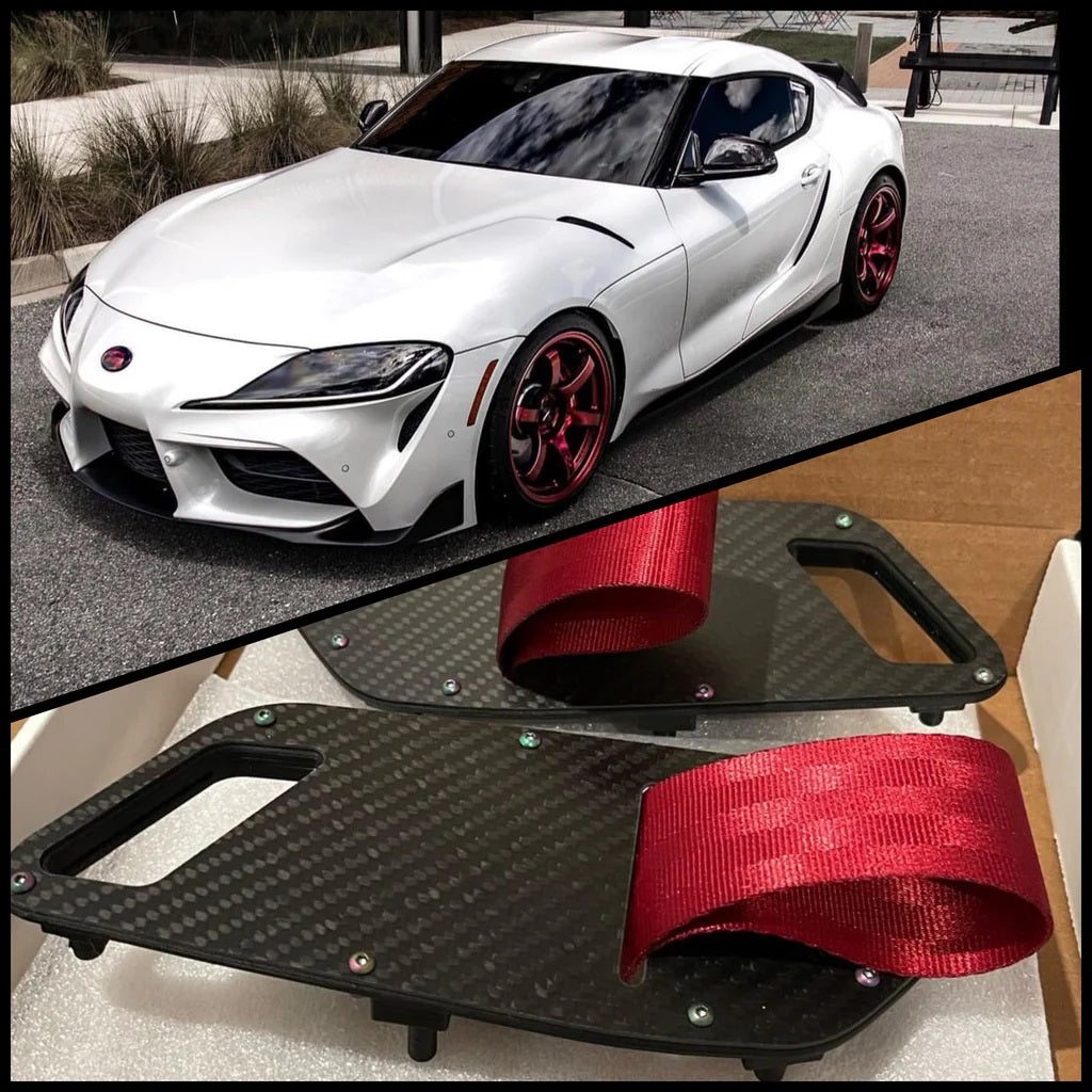 Carbon door pull installed on a race car